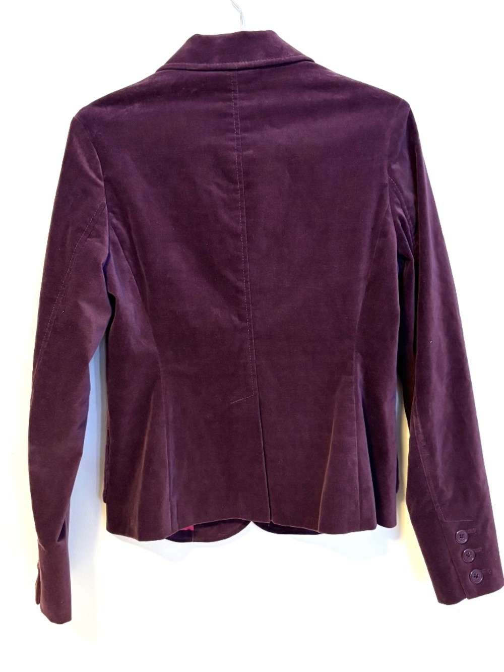 GAP Velvet Two Button Collared Business Blazer Jacket Dark Purple Womens Size 6 - Picture 2 of 3